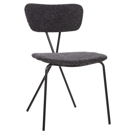 DINING CHAIR DORY HM9855.04 METAL FRAME IN BLACK-FABRIC IN DARK GREY 48,5x61x76Hcm.