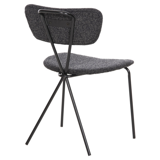 DINING CHAIR DORY HM9855.04 METAL FRAME IN BLACK-FABRIC IN DARK GREY 48,5x61x76Hcm.