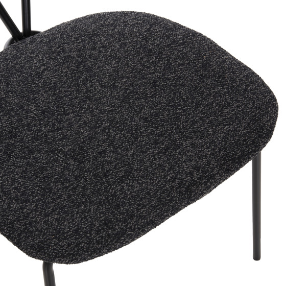 DINING CHAIR DORY HM9855.04 METAL FRAME IN BLACK-FABRIC IN DARK GREY 48,5x61x76Hcm.