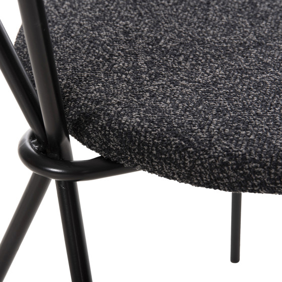DINING CHAIR DORY HM9855.04 METAL FRAME IN BLACK-FABRIC IN DARK GREY 48,5x61x76Hcm.