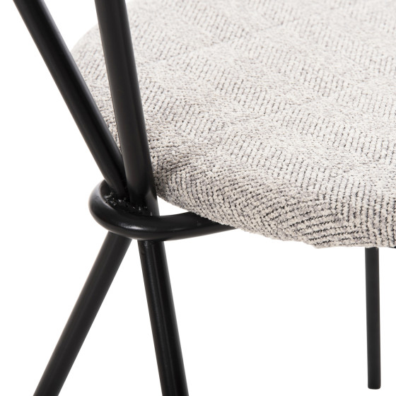 DINING CHAIR DORY HM9855.03 METAL FRAME IN BLACK-FABRIC IN LIGHT GREY 48,5x61x76Hcm.