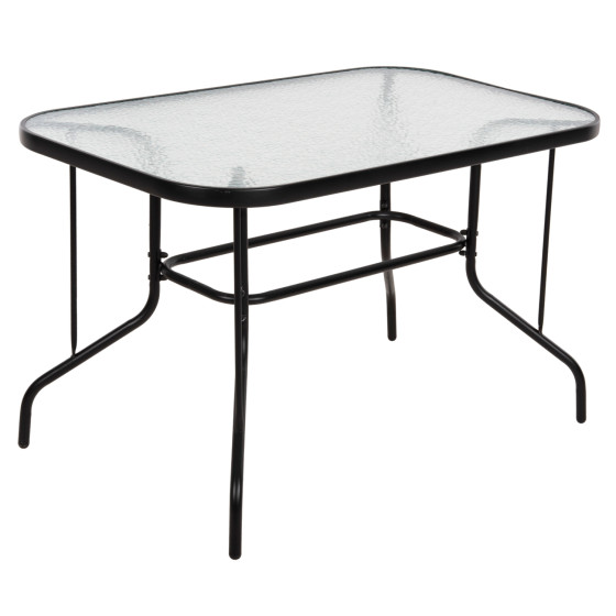 OUTDOOR METALLIC TABLE ADAM HM5679.03 BLACK WITH REINFORCED GLASS TOP 120Χ70Χ70Hcm.