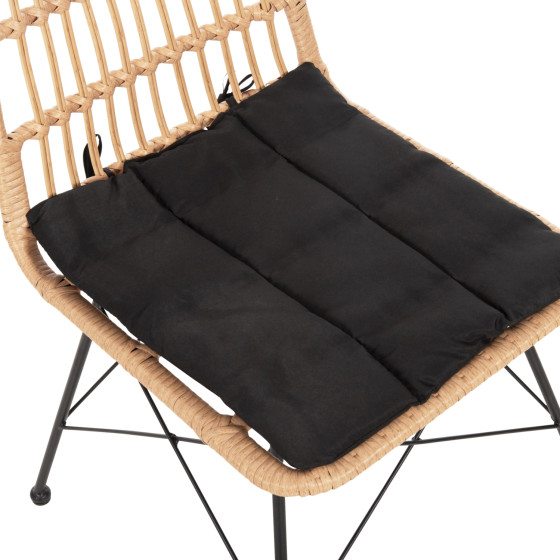 CHAIR OUTDOOR ALLEGRA HM5451.11 METAL & CUSHION BLACK- WICKER BEIGE 52x51.5x83.5Hcm.