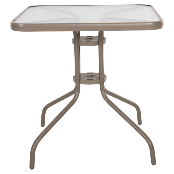 OUTDOOR TABLE SQUARE FIGO HM5036.04 CHAMPAGNE METAL-GLASS TABLETOP 70Χ70Χ72.5Hcm