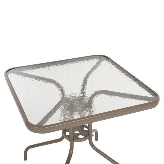 OUTDOOR TABLE SQUARE FIGO HM5036.04 CHAMPAGNE METAL-GLASS TABLETOP 70Χ70Χ72.5Hcm