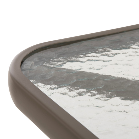 OUTDOOR TABLE SQUARE FIGO HM5036.04 CHAMPAGNE METAL-GLASS TABLETOP 70Χ70Χ72.5Hcm