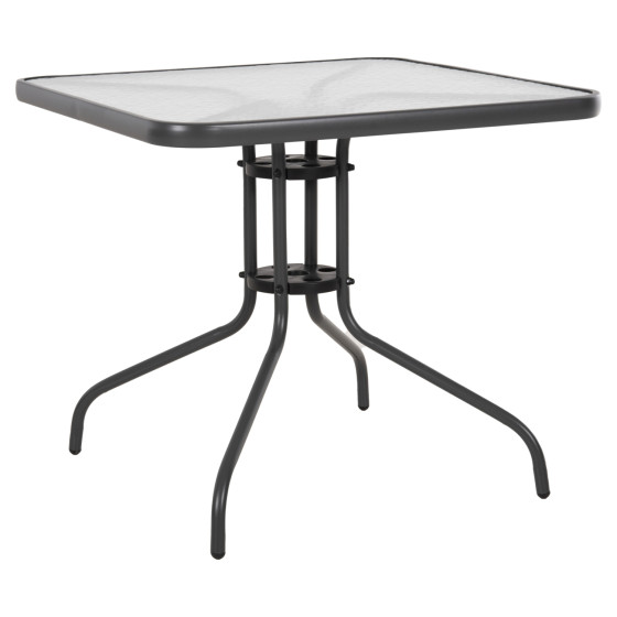 OUTDOOR TABLE SQUARE FIGO HM5972.01 GREY METAL-GLASS TABLETOP 80Χ80Χ71Hcm
