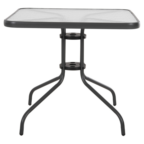 OUTDOOR TABLE SQUARE FIGO HM5972.01 GREY METAL-GLASS TABLETOP 80Χ80Χ71Hcm