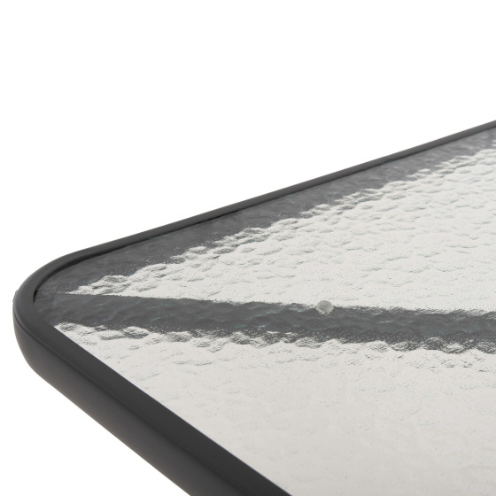 OUTDOOR TABLE SQUARE FIGO HM5972.01 GREY METAL-GLASS TABLETOP 80Χ80Χ71Hcm
