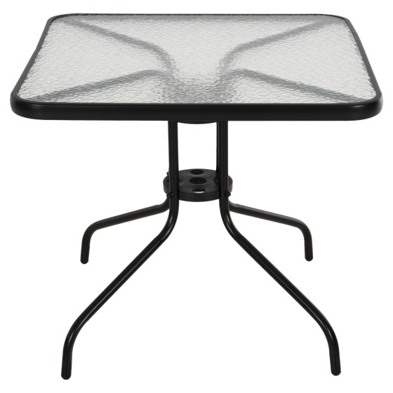 OUTDOOR TABLE SQUARE FIGO HM5972.03 BLACK METAL-GLASS TABLETOP 80Χ80Χ71Hcm