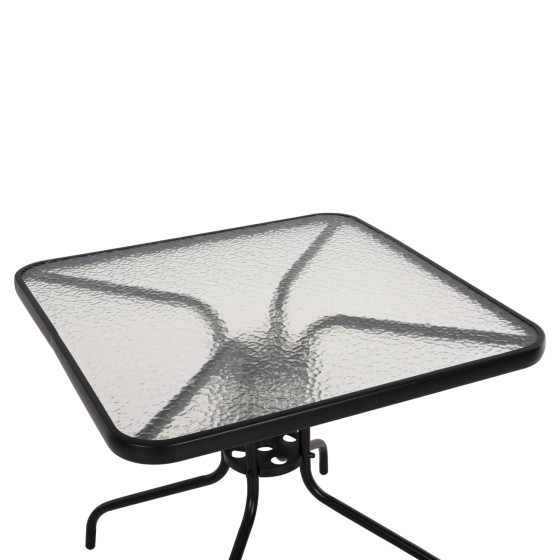 OUTDOOR TABLE SQUARE FIGO HM5972.03 BLACK METAL-GLASS TABLETOP 80Χ80Χ71Hcm