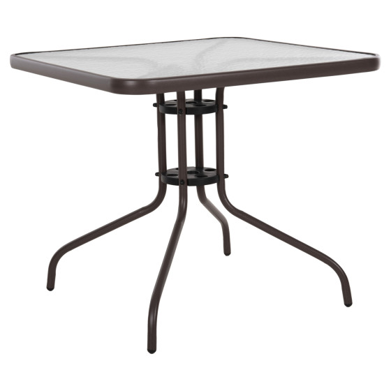 OUTDOOR TABLE SQUARE FIGO HM5972.02 BROWN METAL-GLASS TABLETOP 80Χ80Χ71Hcm