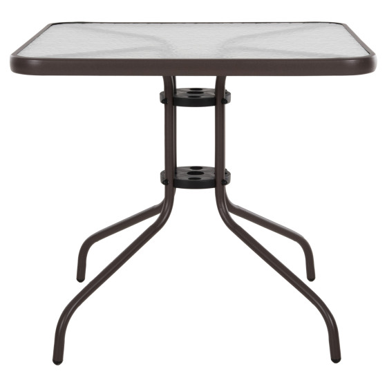 OUTDOOR TABLE SQUARE FIGO HM5972.02 BROWN METAL-GLASS TABLETOP 80Χ80Χ71Hcm