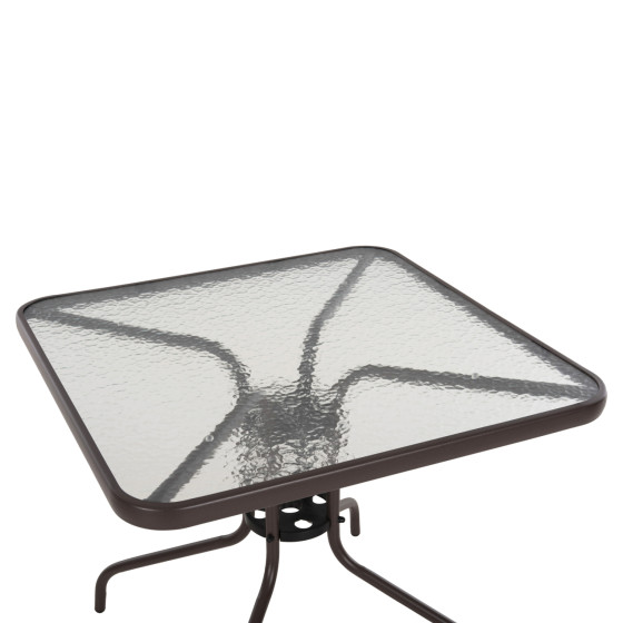 OUTDOOR TABLE SQUARE FIGO HM5972.02 BROWN METAL-GLASS TABLETOP 80Χ80Χ71Hcm