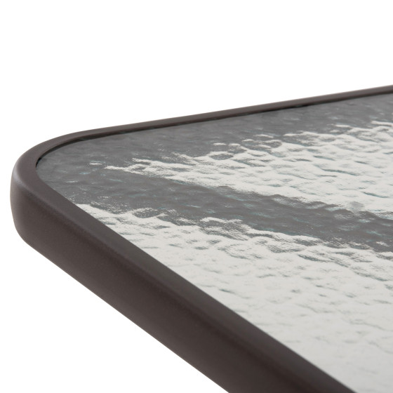 OUTDOOR TABLE SQUARE FIGO HM5972.02 BROWN METAL-GLASS TABLETOP 80Χ80Χ71Hcm