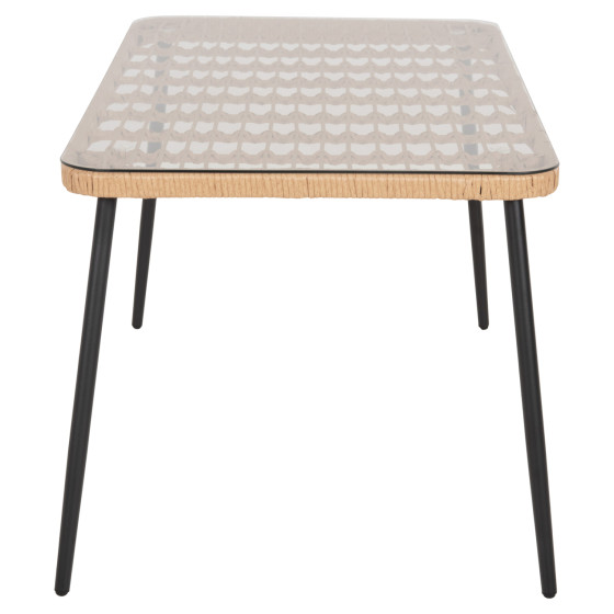 DINING TABLE RECTANGULAR ALLEGRA HM5537.11 BLACK METAL-P.E. RATTAN IN NATURAL 139,5x79,5x73Hcm.