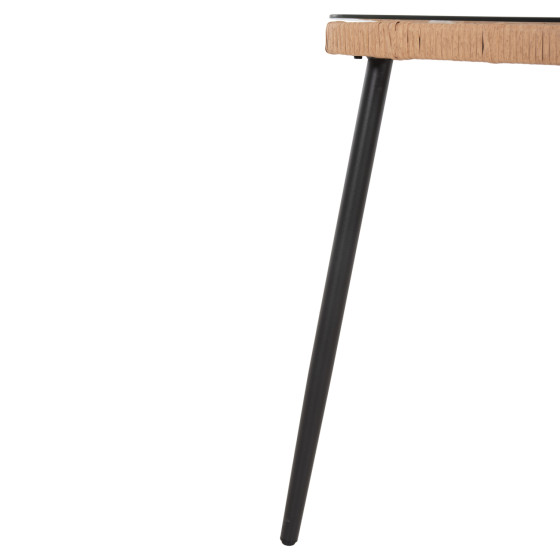 DINING TABLE RECTANGULAR ALLEGRA HM5537.11 BLACK METAL-P.E. RATTAN IN NATURAL 139,5x79,5x73Hcm.