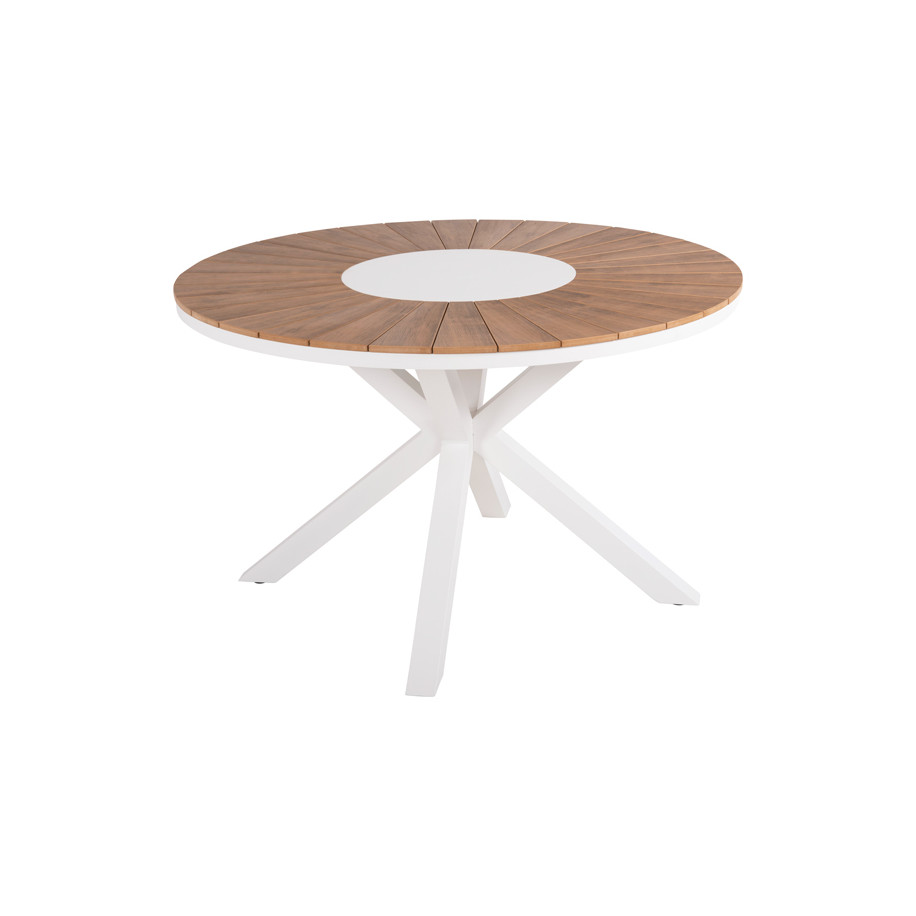 OUTDOOR ROUND TABLE MORIL HM6042.02 ALUMINUM IN WHITE-POLYWOOD IN NATURAL WOOD Φ150cm.