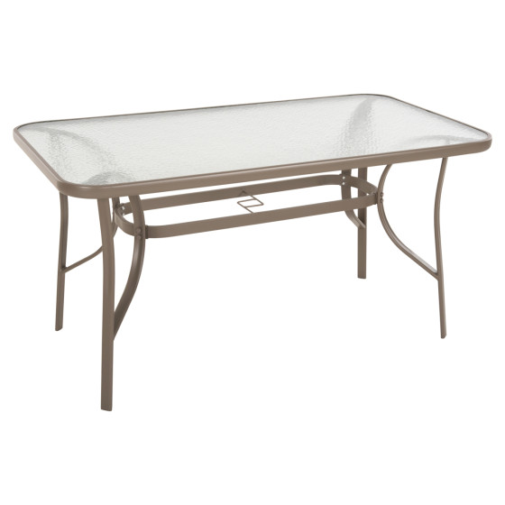 TABLE BRUNO HM5106.04 METALLIC IN CHAMPAGNE COLOR WITH TEMPERED GLASS TABLETOP 140Χ80Χ71Hcm.