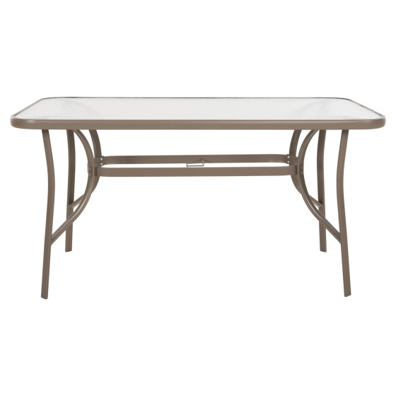 TABLE BRUNO HM5106.04 METALLIC IN CHAMPAGNE COLOR WITH TEMPERED GLASS TABLETOP 140Χ80Χ71Hcm.