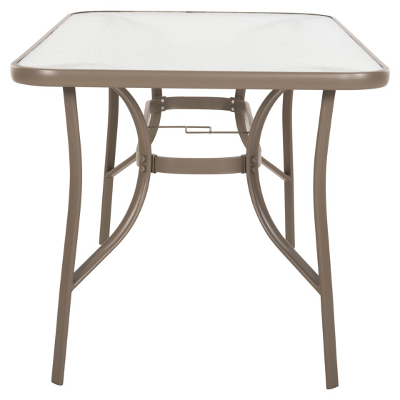 TABLE BRUNO HM5106.04 METALLIC IN CHAMPAGNE COLOR WITH TEMPERED GLASS TABLETOP 140Χ80Χ71Hcm.