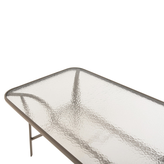 TABLE BRUNO HM5106.04 METALLIC IN CHAMPAGNE COLOR WITH TEMPERED GLASS TABLETOP 140Χ80Χ71Hcm.