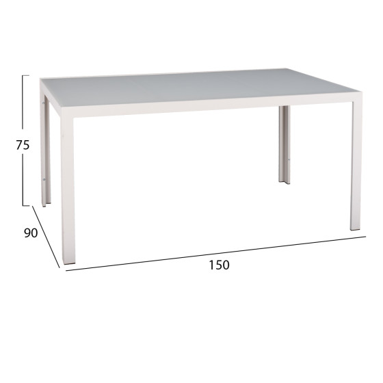 OUTDOOR DINING SET 5PCS OFER HM21030 WHITE METAL TABLE-WHITE METAL ARMCHAIRS