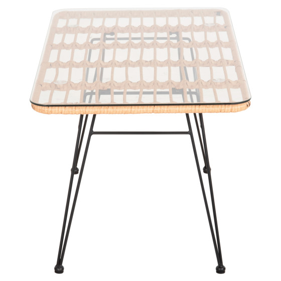 OUTDOOR COFFEE TABLE ALLEGRA HM6076 BLACK METAL-BEIGE WICKER 95X55X51.5Hcm.