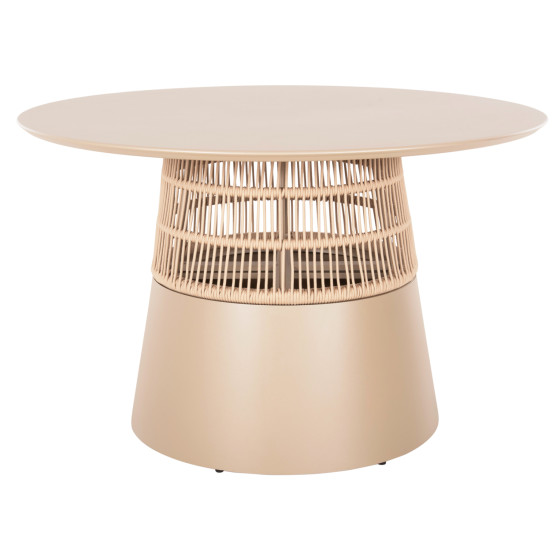 ROUND TABLE SAEID HM6106.04 ALUMINUM IN CHAMPAGNE COLOR-SYNTHETIC ROPE IN BEIGE Φ120x75Hcm.