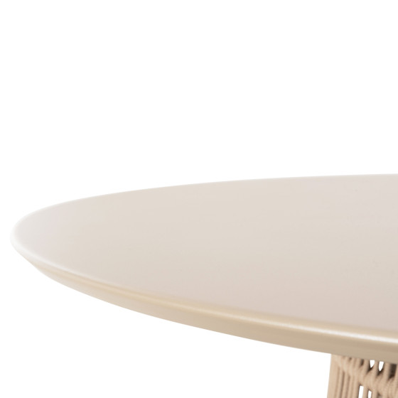 ROUND TABLE SAEID HM6106.04 ALUMINUM IN CHAMPAGNE COLOR-SYNTHETIC ROPE IN BEIGE Φ120x75Hcm.
