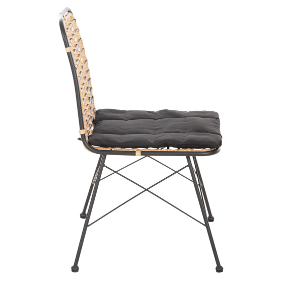 METALLIC DINING CHAIR ALLEGRA HM5691.11 WICKER IN BEIGE-BLACK 51x54x84Hcm.