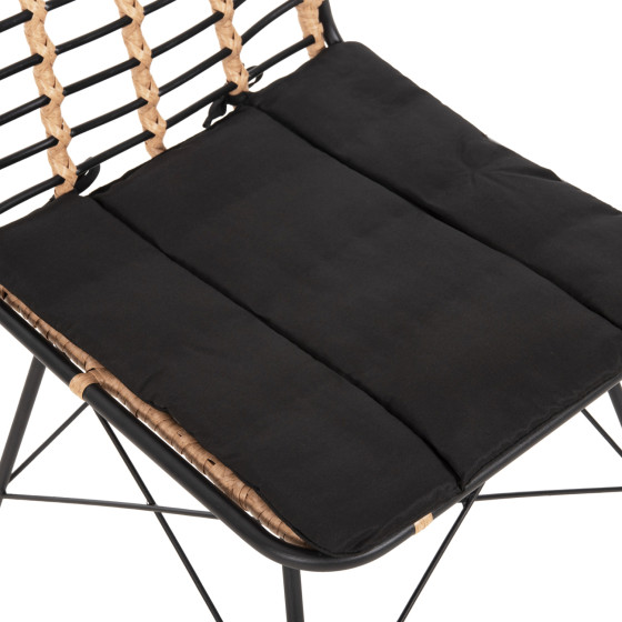 METALLIC DINING CHAIR ALLEGRA HM5691.11 WICKER IN BEIGE-BLACK 51x54x84Hcm.