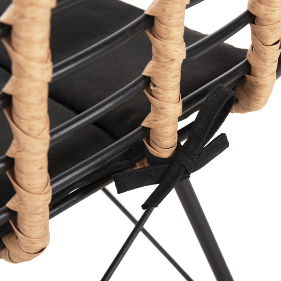 METALLIC DINING CHAIR ALLEGRA HM5691.11 WICKER IN BEIGE-BLACK 51x54x84Hcm.