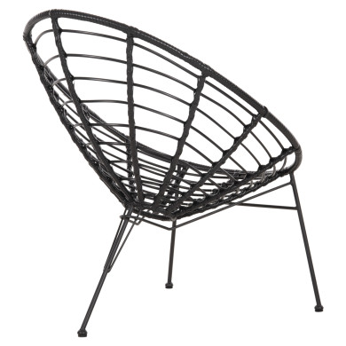 ARMCHAIR NEST-TYPE ALLEGRA HM5458.12 BLACK METAL-WICKER IN BLACK 73x78x88H cm.