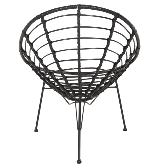 ARMCHAIR NEST-TYPE ALLEGRA HM5458.12 BLACK METAL-WICKER IN BLACK 73x78x88H cm.