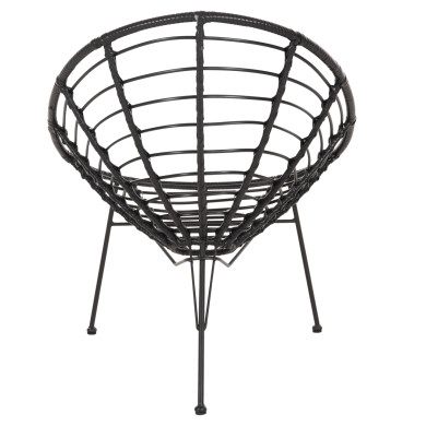 ARMCHAIR NEST-TYPE ALLEGRA HM5458.12 BLACK METAL-WICKER IN BLACK 73x78x88H cm.