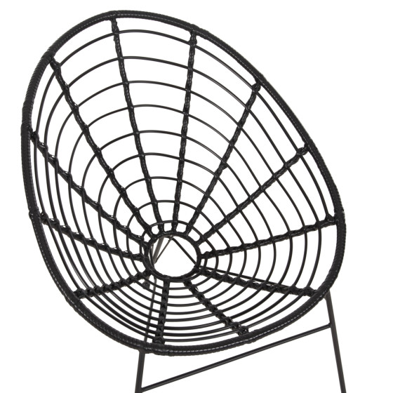 ARMCHAIR NEST-TYPE ALLEGRA HM5458.12 BLACK METAL-WICKER IN BLACK 73x78x88H cm.