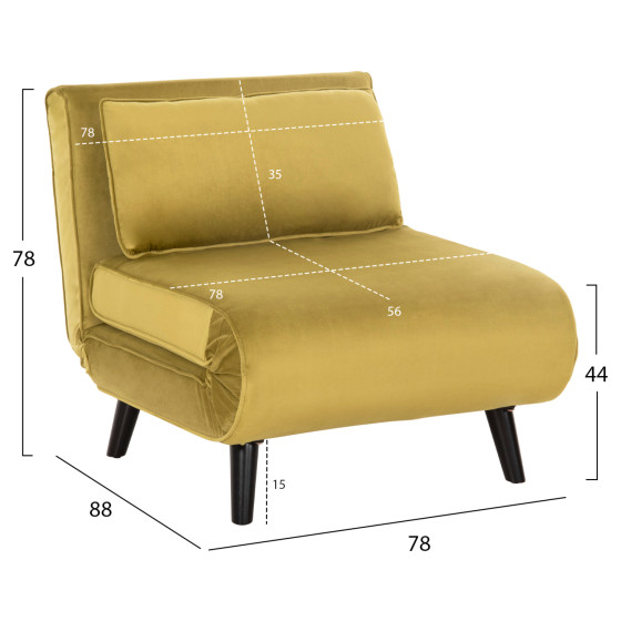 ARMCHAIR-BED BRAXTON HM8425.23 OLIVE GREEN VELVET 78x88x78Hcm.