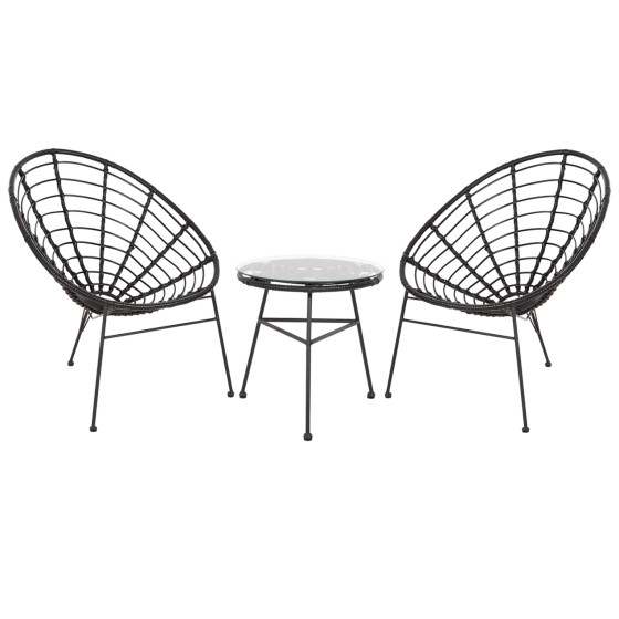 OUTDOOR LOUNGE SET 3PCS ALLEGRA HM21047.12 BLACK SYNTH.RATTAN & METAL