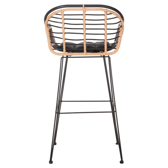 ΣΚΑΜΠΟ ΜΠΑΡ ALLEGRA HM5690.11 ΜΕΤΑΛΛΟ&ΜΑΞΙΛΑΡΙ ΜΑΥΡΟ-WICKER ΜΠΕΖ 55x54x108Υεκ.