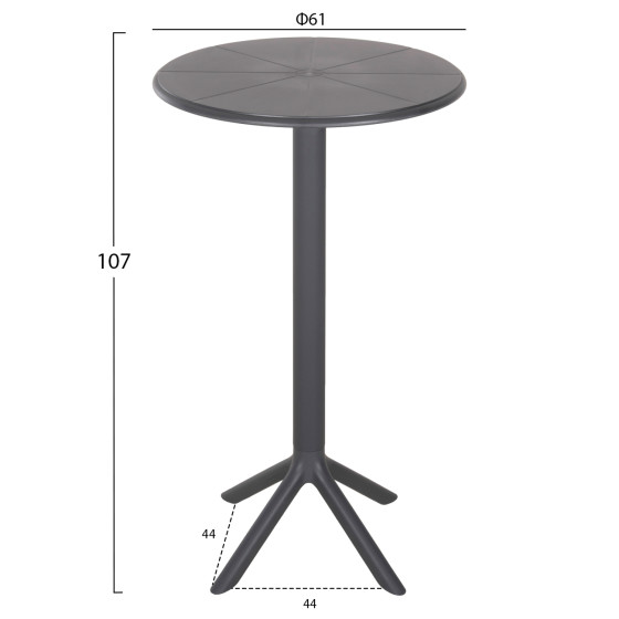 BAR TABLE ROUND TERRIN HM6126.20 POLYPROPYLENE GREY Φ60x106Hcm.