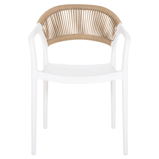 ARMCHAIR POLYPROPYLENE EVA HM6155.01 WHITE WITH BEIGE PP ROPE 56.5x53x80Hcm.