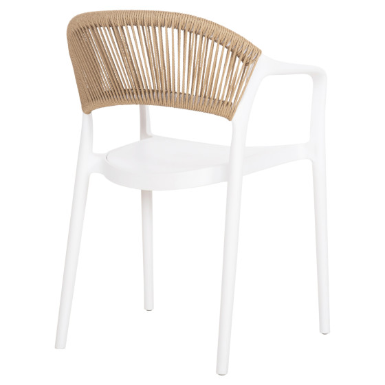 ARMCHAIR POLYPROPYLENE EVA HM6155.01 WHITE WITH BEIGE PP ROPE 56.5x53x80Hcm.