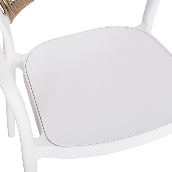 ARMCHAIR POLYPROPYLENE EVA HM6155.01 WHITE WITH BEIGE PP ROPE 56.5x53x80Hcm.