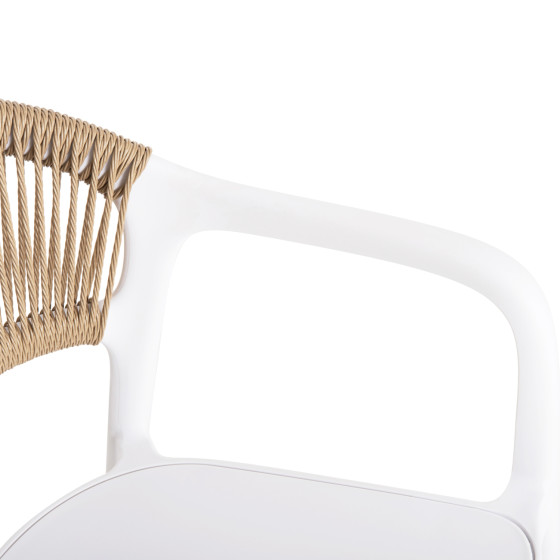 ARMCHAIR POLYPROPYLENE EVA HM6155.01 WHITE WITH BEIGE PP ROPE 56.5x53x80Hcm.