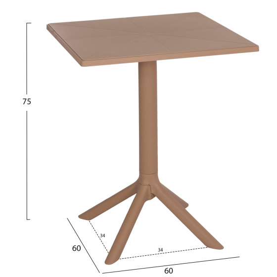 SQUARE POLYPROPYLENE TABLE TERRIN HM6125.14 CAPPUCCINO 60x60x75Hcm.