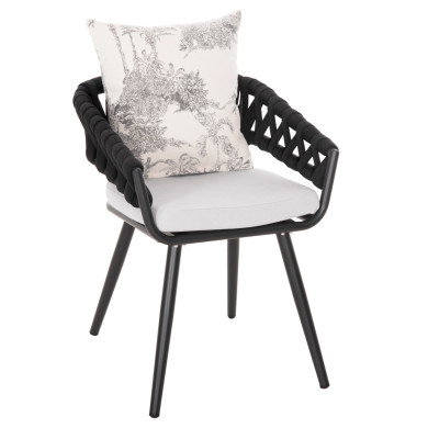 ARMCHAIR ALUMINUM CAMDEN HM6141.01 BACK CUSHION IN ECRU WITH PRINT DESIGN-ANTHRACITE 56x60x72-87Hcm.