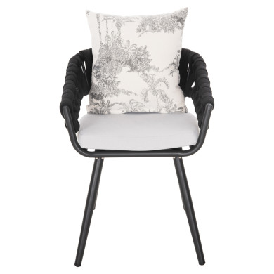 ARMCHAIR ALUMINUM CAMDEN HM6141.01 BACK CUSHION IN ECRU WITH PRINT DESIGN-ANTHRACITE 56x60x72-87Hcm.