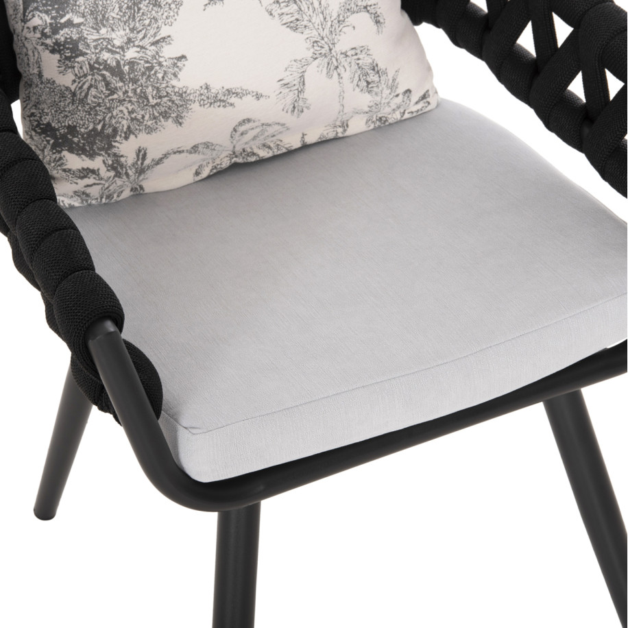 ARMCHAIR ALUMINUM CAMDEN HM6141.01 BACK CUSHION IN ECRU WITH PRINT DESIGN-ANTHRACITE 56x60x72-87Hcm.