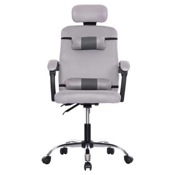 OFFICE CHAIR CRONER HM1196.02 GREY MESH-CHROME METAL BASE-BLACK FRAME 58x67x124Hcm.